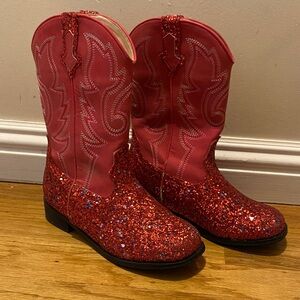 Red Glitter Cowboy Boots Girls Size 1